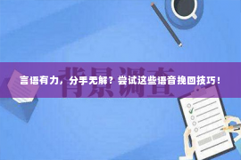 言语有力，分手无解？尝试这些语音挽回技巧！