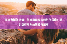 深圳市婚姻取证：婚姻挽回短视频制作指南：吸引目标观众的策略与技巧