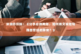 深圳市侦探：《分手后的两年，如何用文案短句挽回曾经的挚爱？》