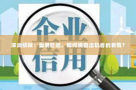 深圳侦探：当爱已远，如何挽回出轨后的爱情？